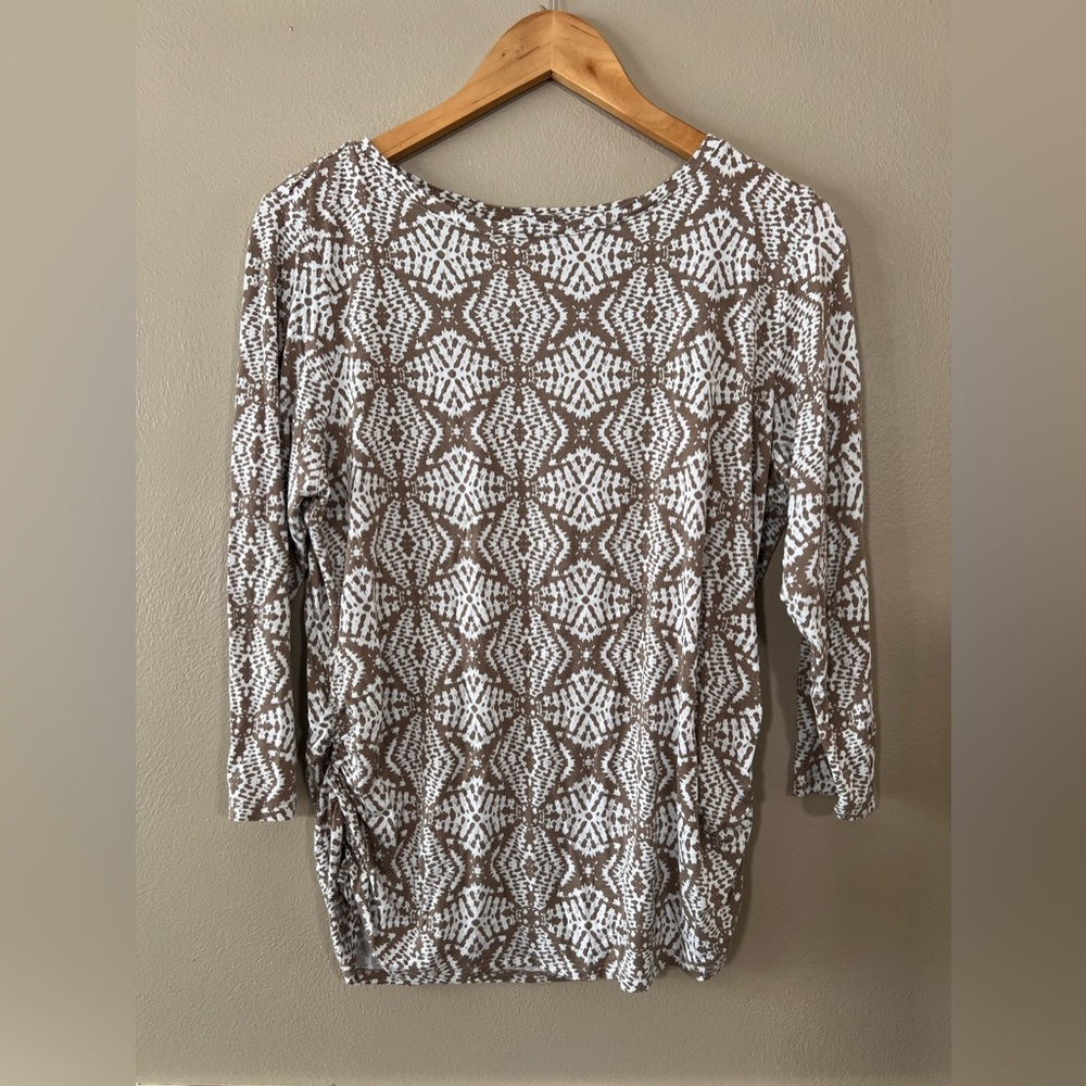 Ruby Rd. Taupe Print Woman’s Top - Size Large